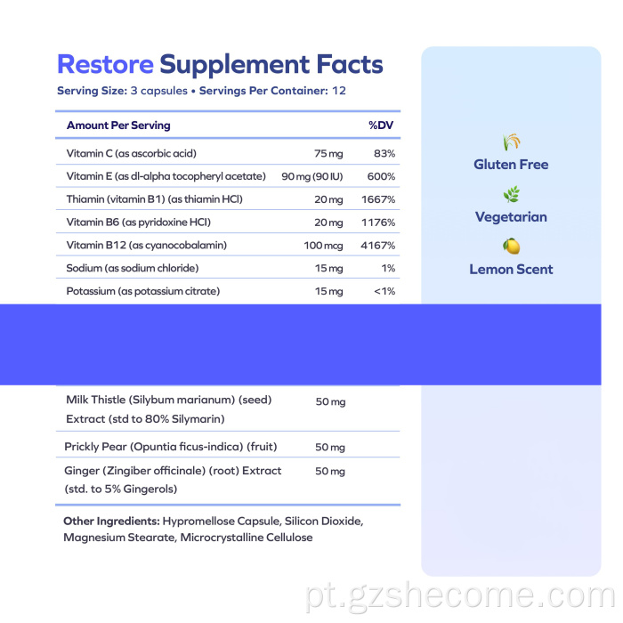 As cápsulas de suplementos dietéticas apóiam a saúde do fígado